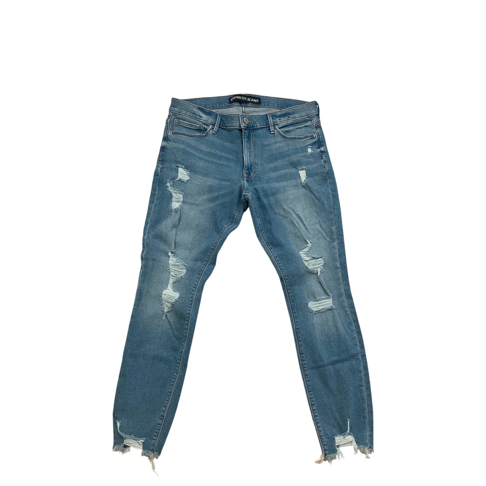 Express Indie Sleaze Distressed Ankle Legging Jeans Womens Size 12 Y2K Grunge